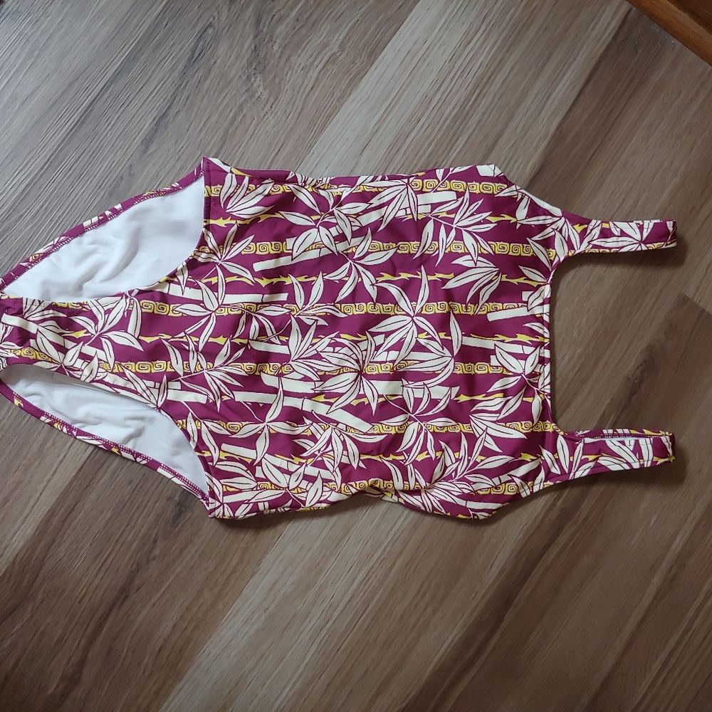 NWT 《 Quiksilver 》 Bamboo Pattern One Piece Scoopback Swim Suit Vacation XS - Picture 6 of 10